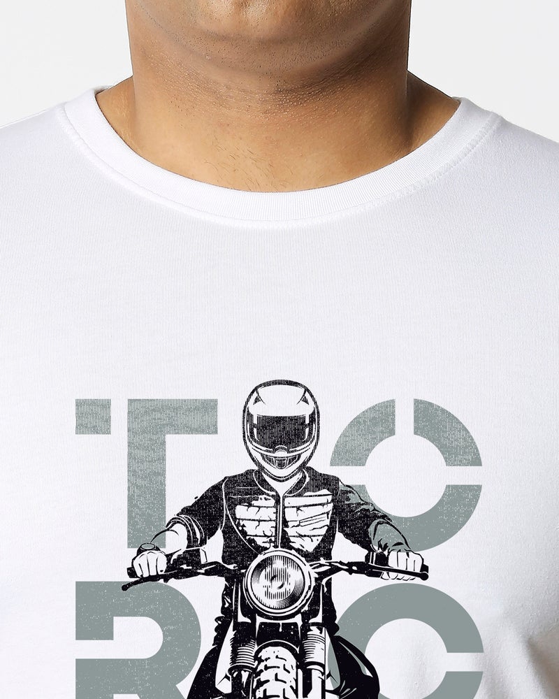 bewakoof Men's White Torque Graphic Printed Plus Size T-shirt - Image 5
